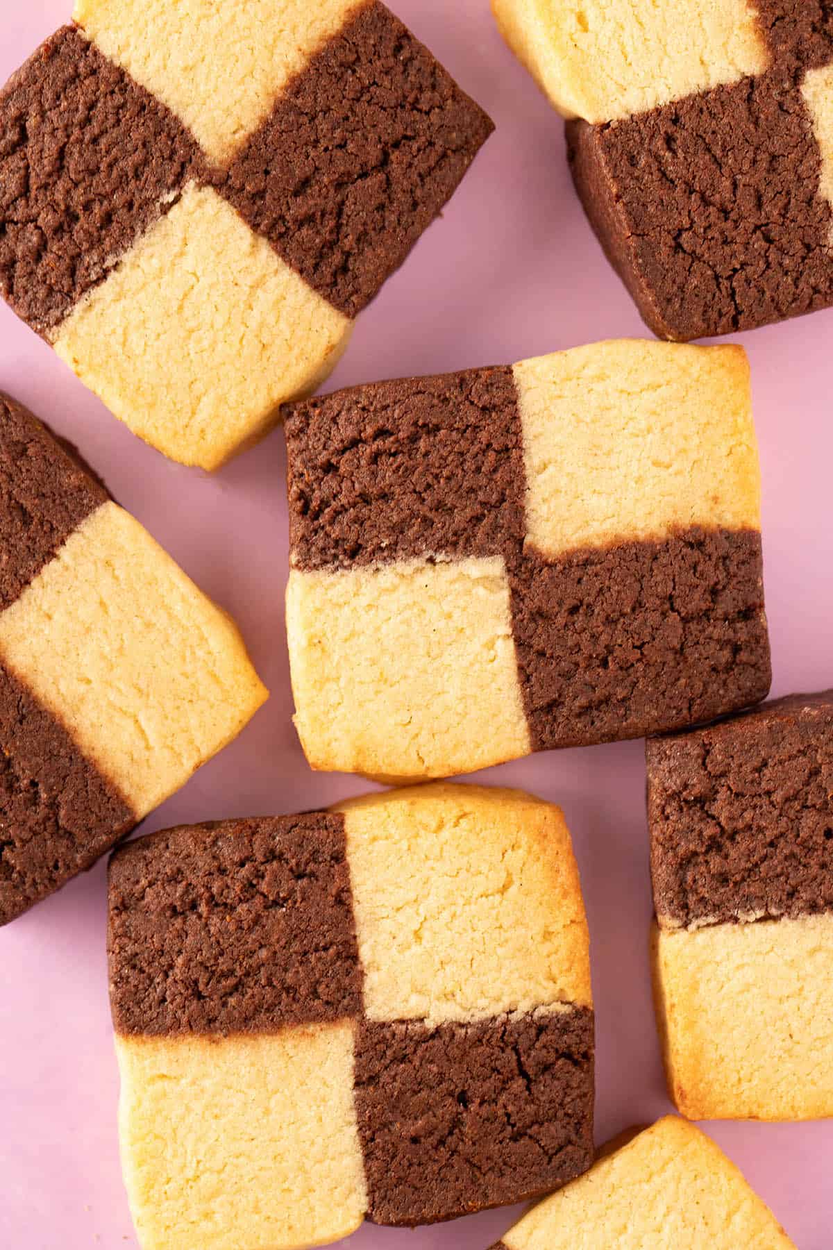 A small bunch checkerboard cookies grouped together